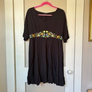 BloomChic Embroidered Black Dress